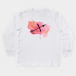 Bow and Arrow in Pink Watercolor Kids Long Sleeve T-Shirt